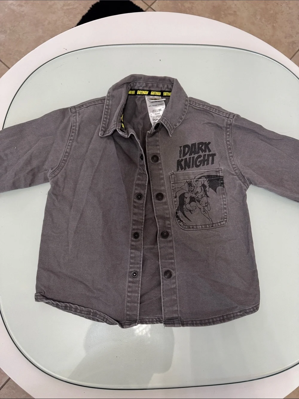 Dark Knight Graphic Button-Up Shirt - Gray